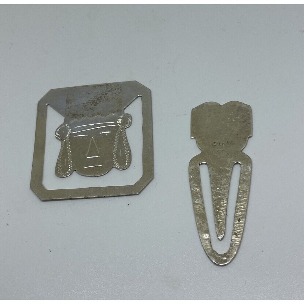 Lot of 2 Sterling Silver Bookmarks Native American Estate Find